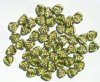 50 9mm Transparent Olive and Gold Leaf Beads